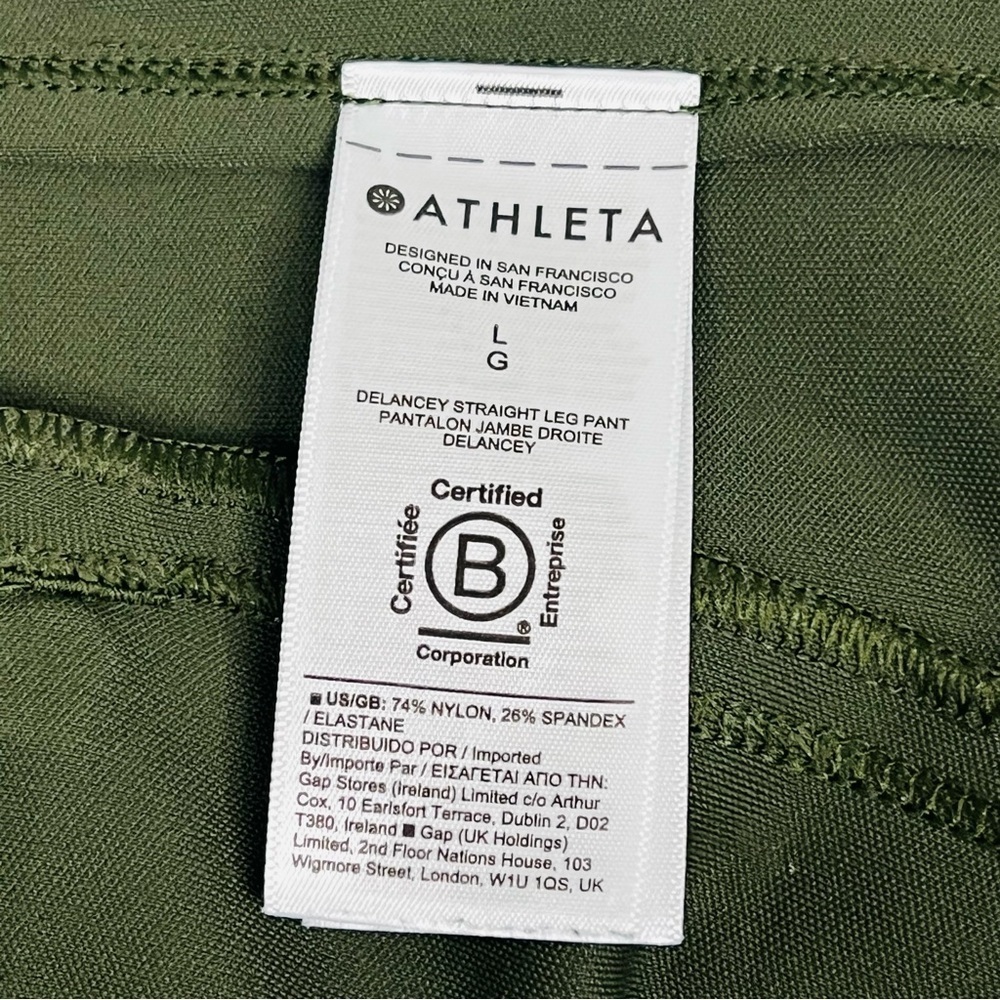 Athleta Dalancy straight leg pant aspen green Olive Green Women's Pants large - Picture 5 of 6